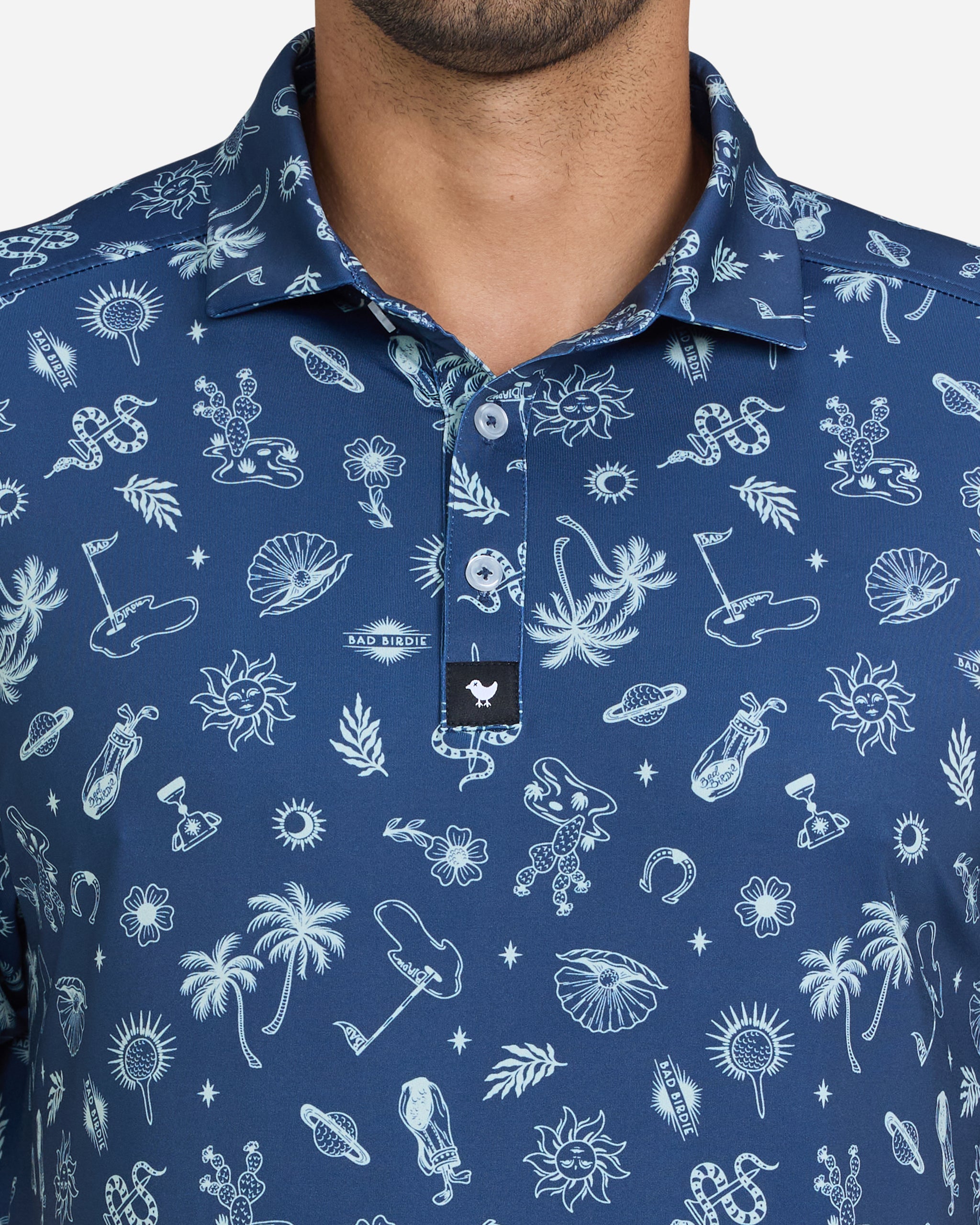 Desert Golfin' Dusk Navy-Men's Polo-Bad Birdie
