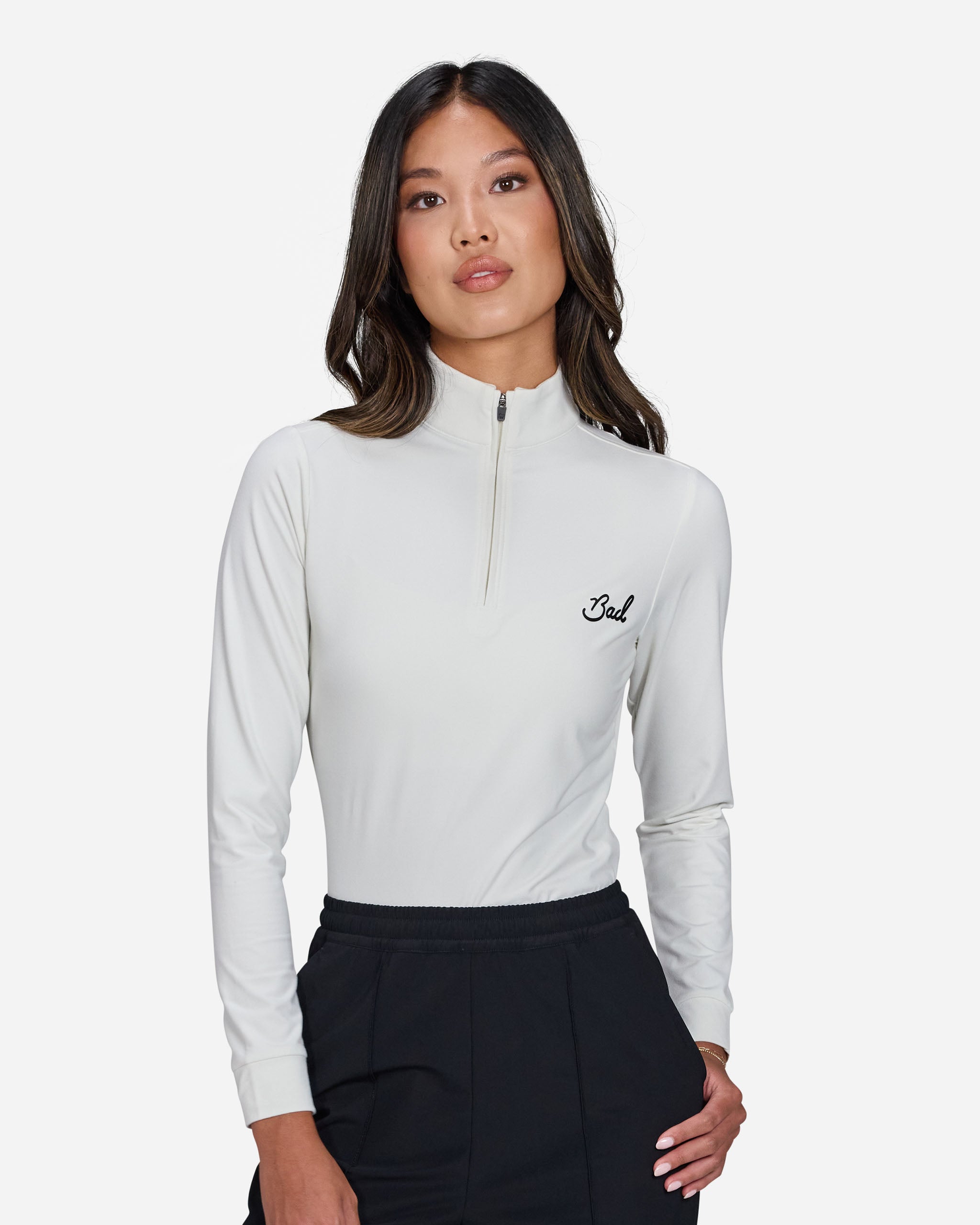 White Onyx Quarterzip-Women's Quarterzip-Bad Birdie