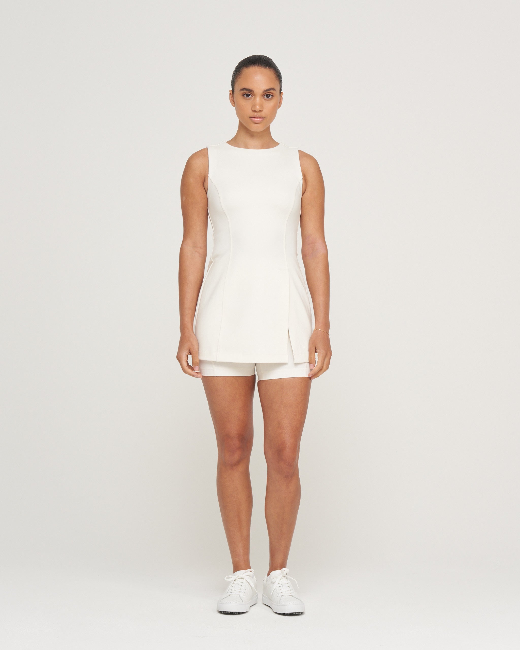 Women's High Slit Tunic - Whisper White - Bad Birdie